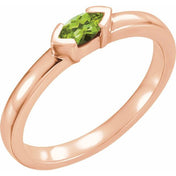 14K Rose Natural Peridot Family Stackable Ring