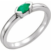 14K White Lab-Grown Emerald Family Stackable Ring
