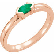 14K Rose Natural Emerald Family Stackable Ring