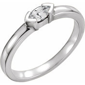 14K White Natural White Sapphire Family Stackable Ring