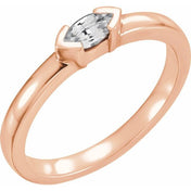 14K Rose Natural White Sapphire Family Stackable Ring
