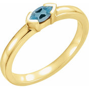 14K Yellow Natural Aquamarine Family Stackable Ring