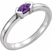 Sterling Silver Natural Amethyst Family Stackable Ring