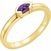 14K Yellow Natural Amethyst Stackable Family Ring