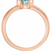 14K Rose Natural Blue Zircon Family Stackable Ring