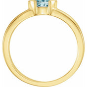 14K Yellow Natural Blue Zircon Family Stackable Ring
