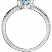 14K White Natural Blue Zircon Family Stackable Ring