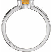 14K White Natural Citrine Family Stackable Ring