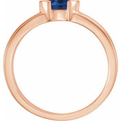 14K Rose Lab-Grown Blue Sapphire Family Stackable Ring