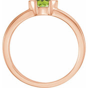 14K Rose Natural Peridot Family Stackable Ring