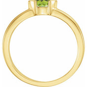 14K Yellow Natural Peridot Family Stackable Ring