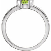14K White Natural Peridot Family Stackable Ring