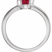 14K White Natural Ruby Family Stackable Ring