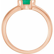 14K Rose Lab-Grown Emerald Family Stackable Ring