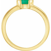 14K Yellow Lab-Grown Emerald Family Stackable Ring