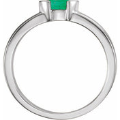 Sterling Silver Lab-Grown Emerald Family Stackable Ring