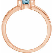 14K Rose Natural Aquamarine Family Stackable Ring