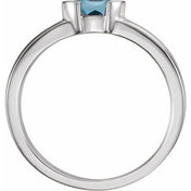 14K White Natural Aquamarine Family Stackable Ring