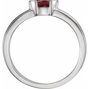 14K White Natural Mozambique Garnet Family Stackable Ring