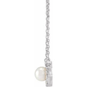 Platinum Cultured Akoya Pearl & .03 CTW Natural Diamond Halo-Style 18" Necklace