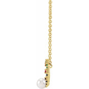 14K Akoya Cultured Pearl Hold You Forever? Rainbow Baby 18" Necklace