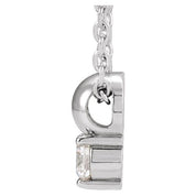 Platinum .02 CT Natural Diamond Bead 16-18" Necklace