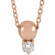 14K .02 CT Natural Diamond Bead Necklace 16-18"