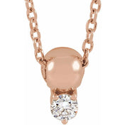 14K .06 CT Natural Diamond Bead Necklace 16-18"