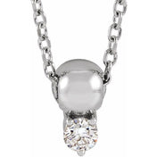14K 1/10 CT Natural Diamond Bead Necklace 16-18"