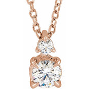 14K Lab-Grown Diamond Claw-Prong Necklace 16-18" with 1/4 to 1 CTW Diamond Weight