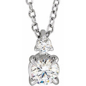 14K Lab-Grown Diamond Claw-Prong Necklace 16-18" with 1/4 to 1 CTW Diamond Weight