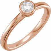 14K Rose 1/2 CT Lab-Grown Diamond Bezel-Set Ring