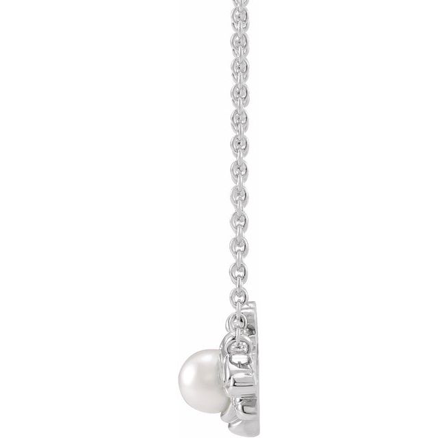 Platinum Cultured White Akoya Pearl Bee 18" Necklace
