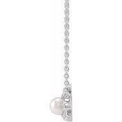 Sterling Silver Cultured White Akoya Pearl Bee 16" Necklace