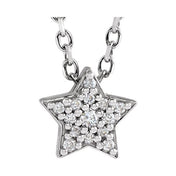14K .04 CTW Natural Diamond Star Necklace 16-18"
