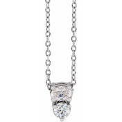 Sterling Silver 1/4 CTW Natural Diamond Two-Stone 16-18" Necklace