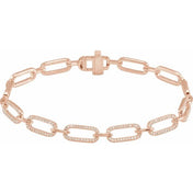 14K Rose 9/10 CTW Natural Diamond Link 7" Bracelet