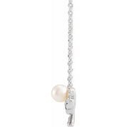 Platinum Cultured White Akoya Pearl Bow 18" Necklace