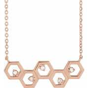 14K Natural Diamond Honeycomb Necklace with .04 CTW, 16" Length