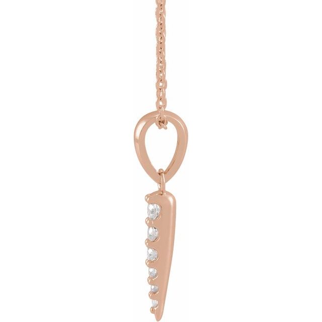 14K 1/10 CTW Natural Diamond Spike Necklace 16-18"