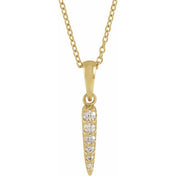 14K 1/10 CTW Natural Diamond Spike Necklace 16-18"