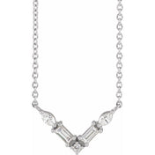 Sterling Silver 1/6 CTW Natural Diamond V 18" Necklace
