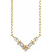 14K 1/6 CTW Natural Diamond V Necklace 16"