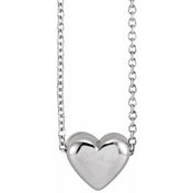 Sterling Silver Puffed Heart 16-18"Necklace