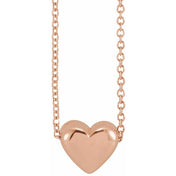 14K Puffed Heart Necklace 16-18"