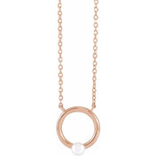 14K Cultured Seed Pearl Circle 16" Necklace