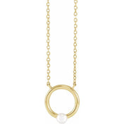 14K Cultured Seed Pearl Circle 18" Necklace