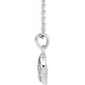 Sterling Silver .03 CTW Natural Diamond Seashell 16-18" Necklace