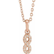14K .03 CTW Natural Diamond Petite Infinity Necklace 16-18"