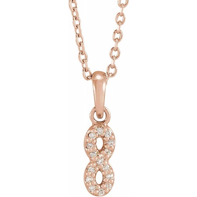 14K .03 CTW Natural Diamond Petite Infinity Necklace 16-18"